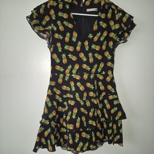 Alice + Olivia Black Dress with Pineapple Print